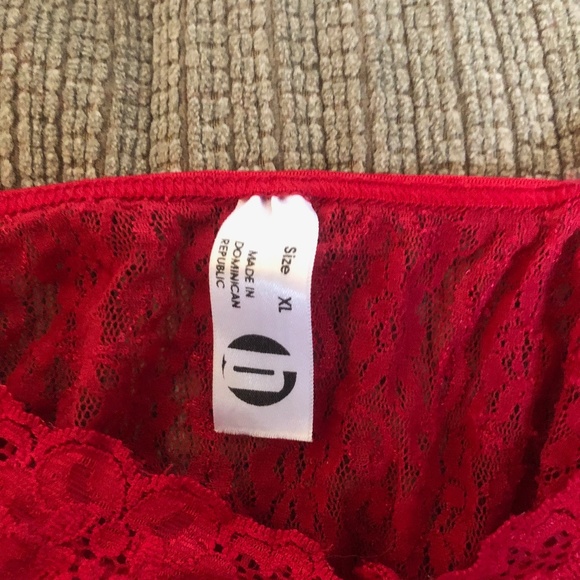 NWT RED LACE LINGERIE 2PC, SHEER, CROP TOPW/LONG BOTTOM, CUTE & SEXY IN ONE - Picture 5 of 13